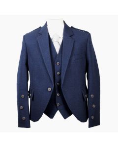 Braemar Blue Wool Tweed Argyle Jacket And Vest