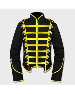  Gothic Black Yellow Military Drummer Jacket For Men