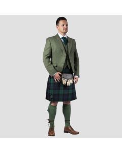 Green Wedding Wool Tweed Argyll jacket & kilt outfit Package Deluxe