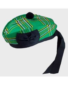 Irish National Tartan Glengarry Hat With Black Pom
