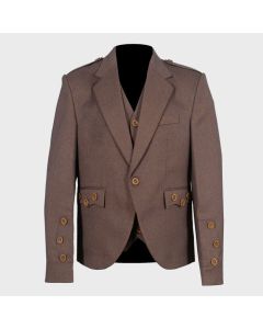 Light Maroon Wool Tweed Argyle Jacket And Vest
